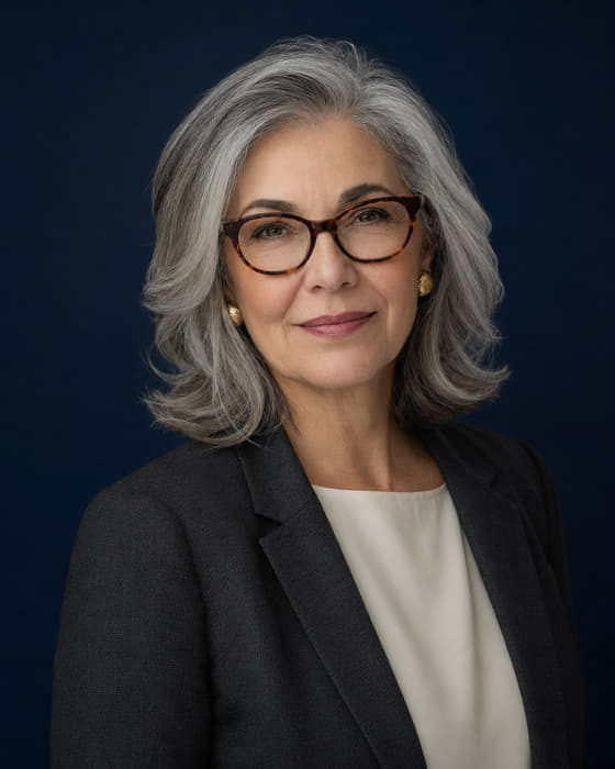 Margarethe Lindqvist, Chief Marketing Officer of Halvard & Crane, photographed against a dark studio background.